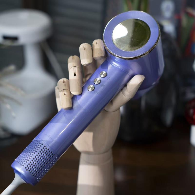 Compact Powerful plasma ion hair dryer Travel Ready With 3 Color Logo Light And Precision Nozzle