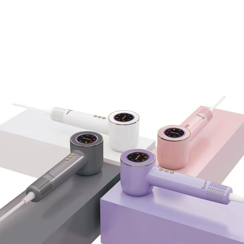 Compact Powerful plasma ion hair dryer Travel Ready With 3 Color Logo Light And Precision Nozzle