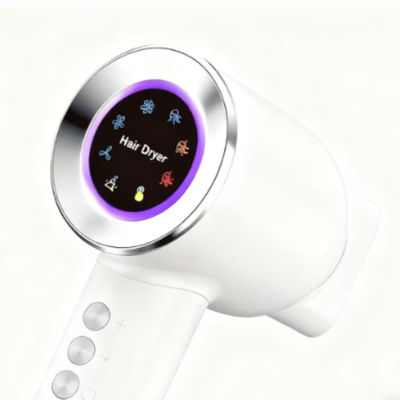 White Professional Ionic Hair Dryer With Brushless Motor Low Noise Temperature Control